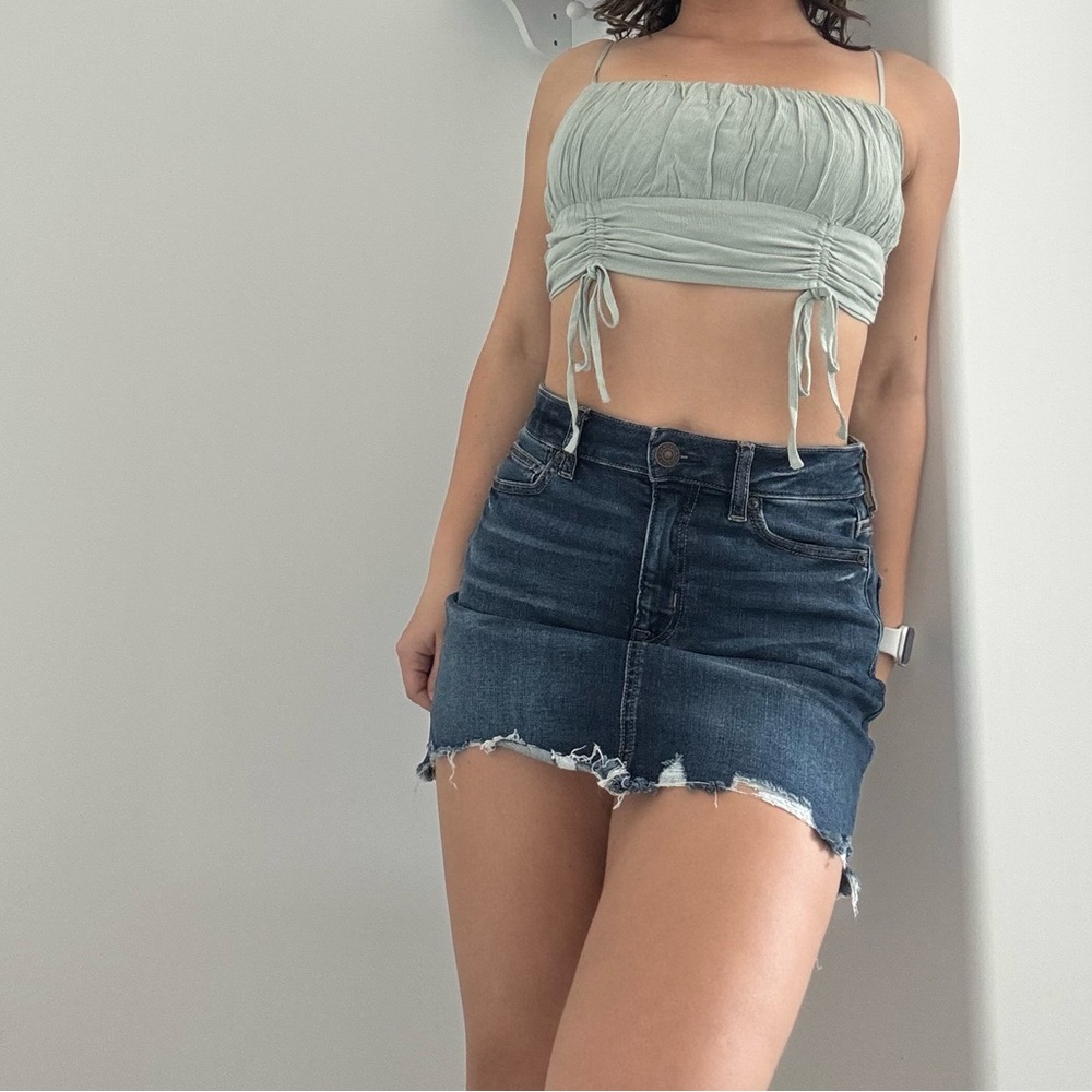 Garage Mint Green Ruched Crop Top